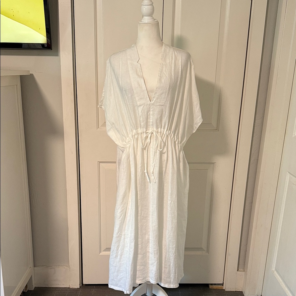 S.L. Fashions White Drawstring Dress